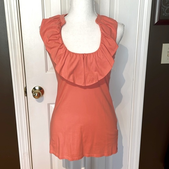 Lilly Pulitzer Salmon Ruffled Scoop Neck Top. EUC - Picture 1 of 10